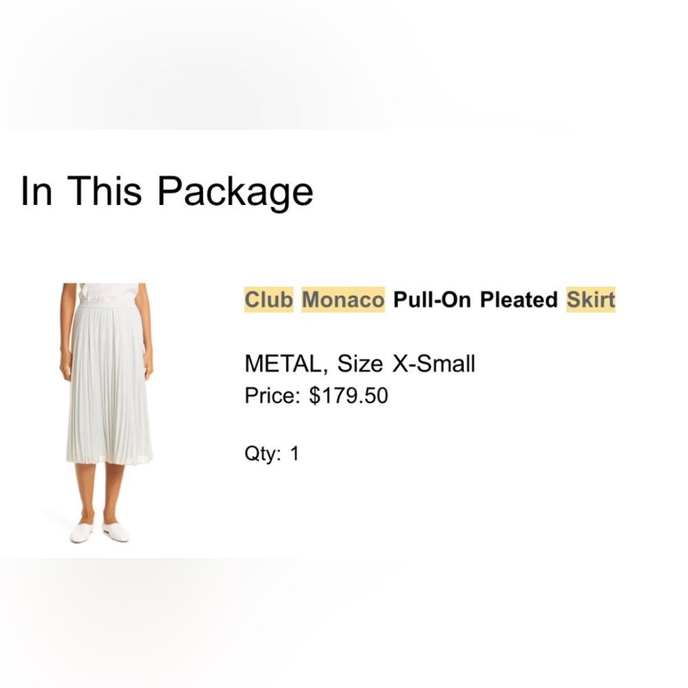 Club Monaco Pull-On Pleated Skirt XS/TP